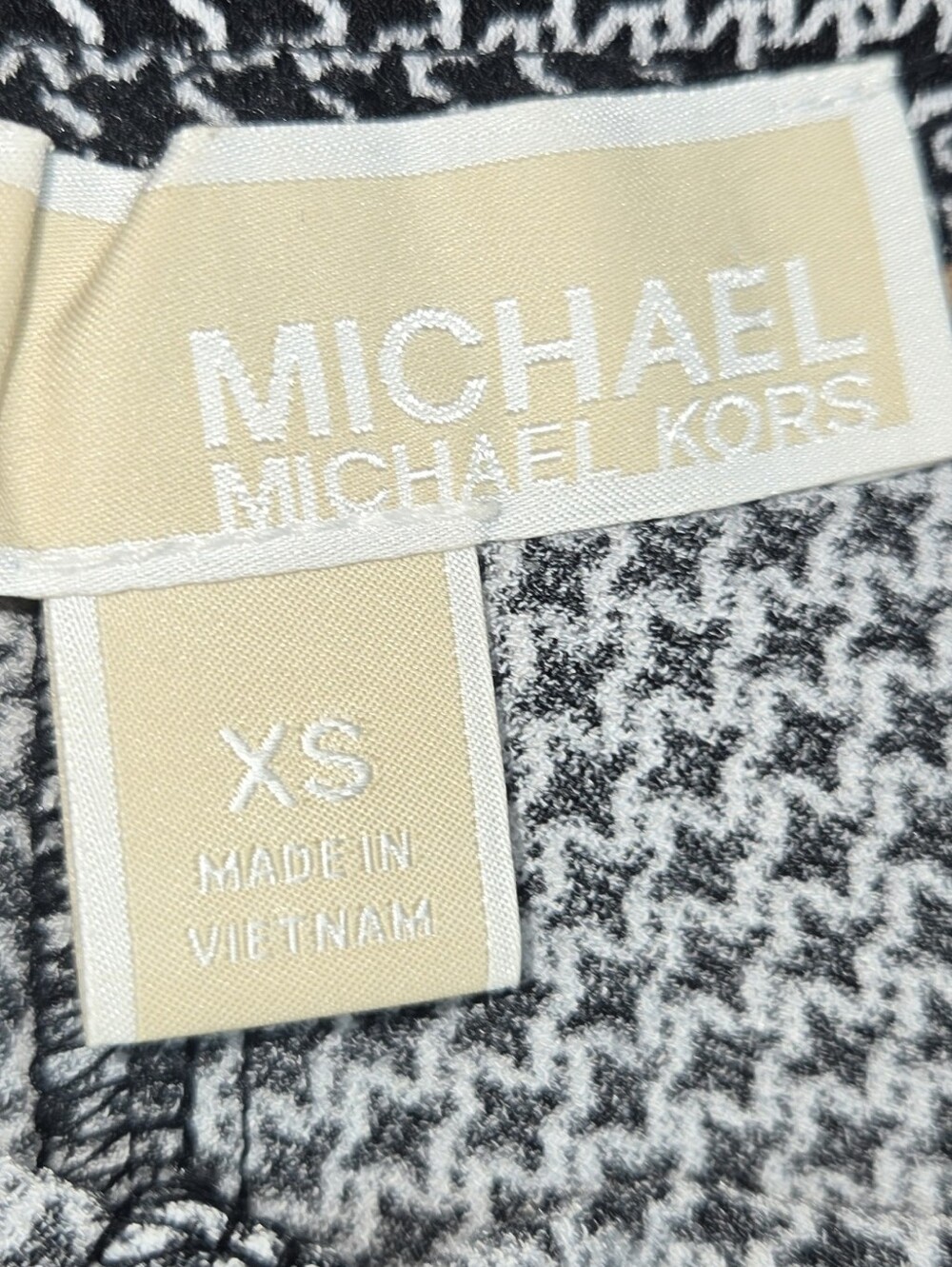 Michael Kors Black & White Houndstooth Track Pants with Side Stripe - Picture 2 of 6